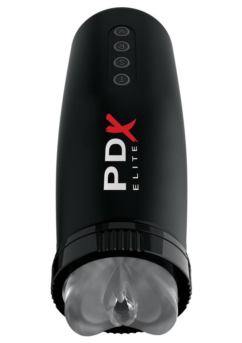Pipedream Extreme Elite Rechargeable Motorbator 2 Masturbator - Pussy - Black/Clear