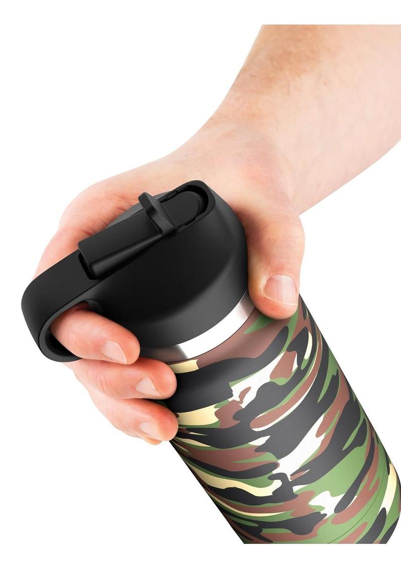 Pdx Plus Fap Flask Happy Camper Stroker - Frosted/Camo - Multicolor/White