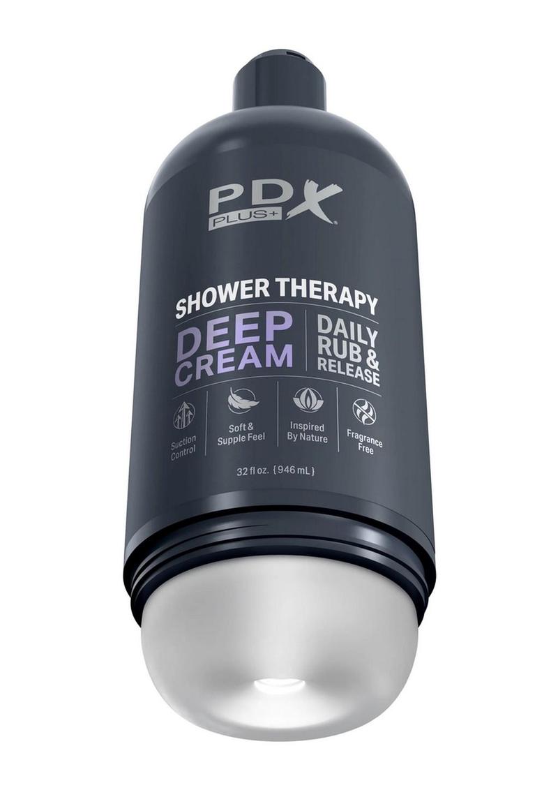 Pdx Plus Shower Therapy Deep Cream Discreet Stroker - Frosted - Clear