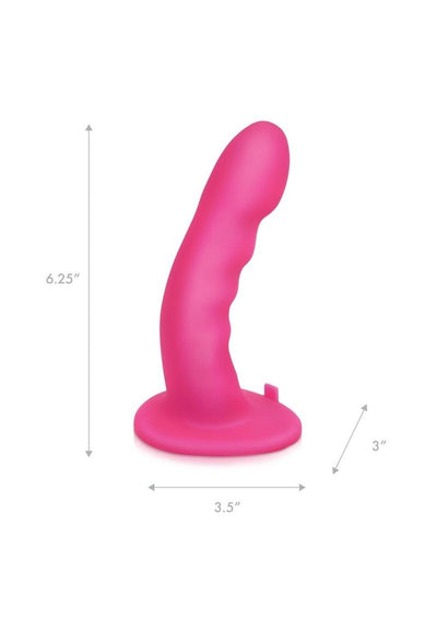 Pegasus Curved Ripple Peg Rechargeable Dildo with Remote Control - Pink - 6in