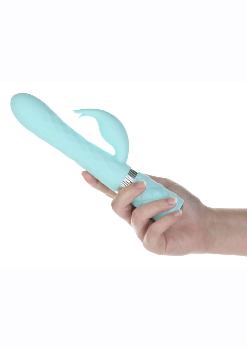 Pillow Talk Lively Silicone Rechargeable Dual Motor Massager with Swarovski - Crystal/Teal