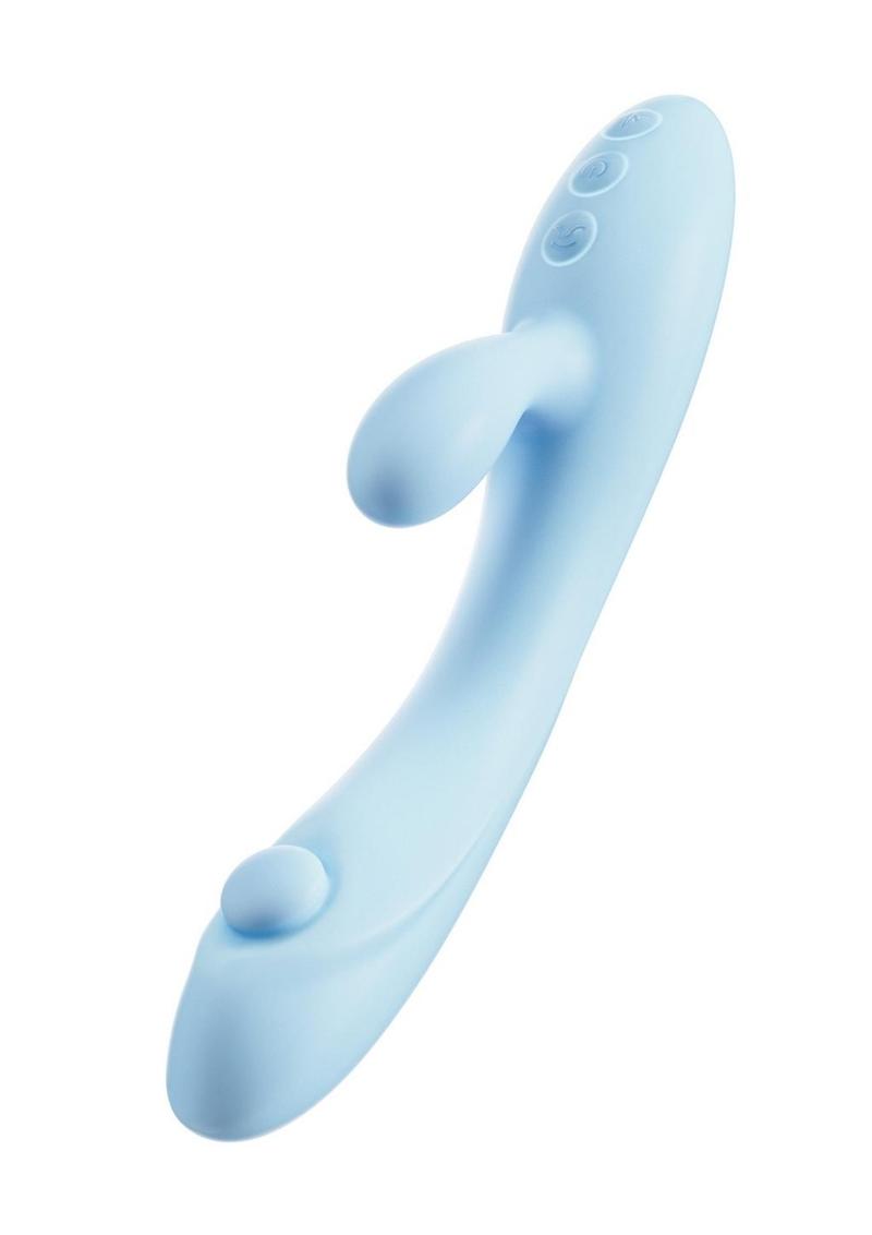 Play with Me Moondust Magic Rechargeable Silicone Rabbit Vibrator - Blue