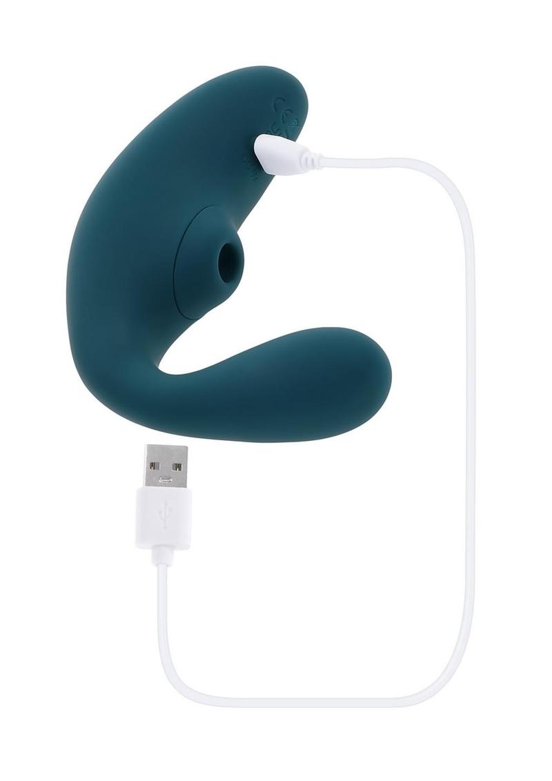 Playboy Charmer Rechargeable Silicone Dual Vibrator with Clitoral Stimulation - Green