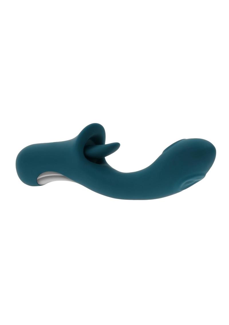 Playboy Harmony Rechargeable Silicone Vibrator with Clitoral Stimulator - Green