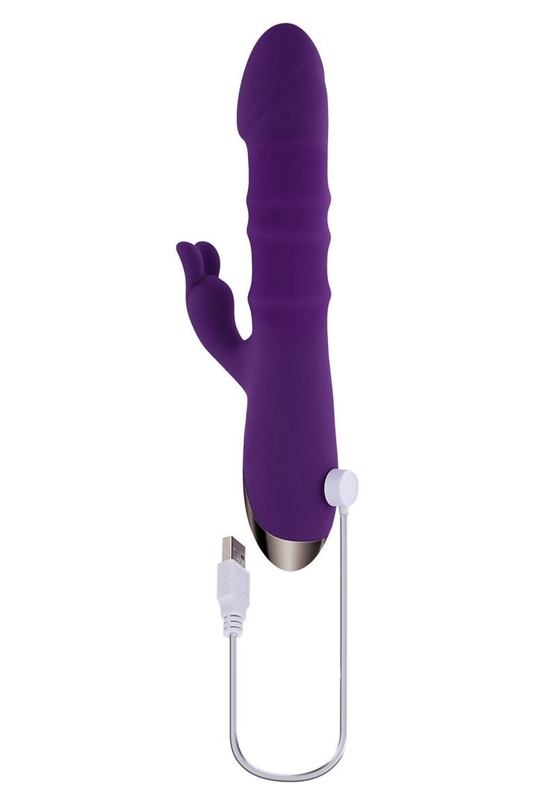 Playboy Hop to It Rechargeable Silicone Rabbit Vibrator - Purple