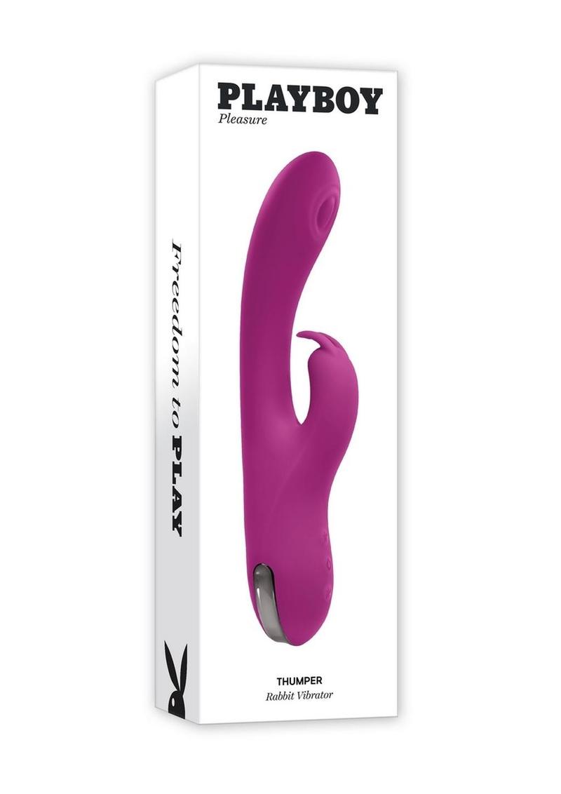 Playboy Thumper Rechargeable Silicone Rabbit Vibrator - Purple