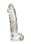 Pleasure Crystals Glass Dildo with Balls - Clear - 7.1in