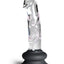 Pleasure Crystals Glass Dildo with Silicone Base - Black/Clear - 6.5in