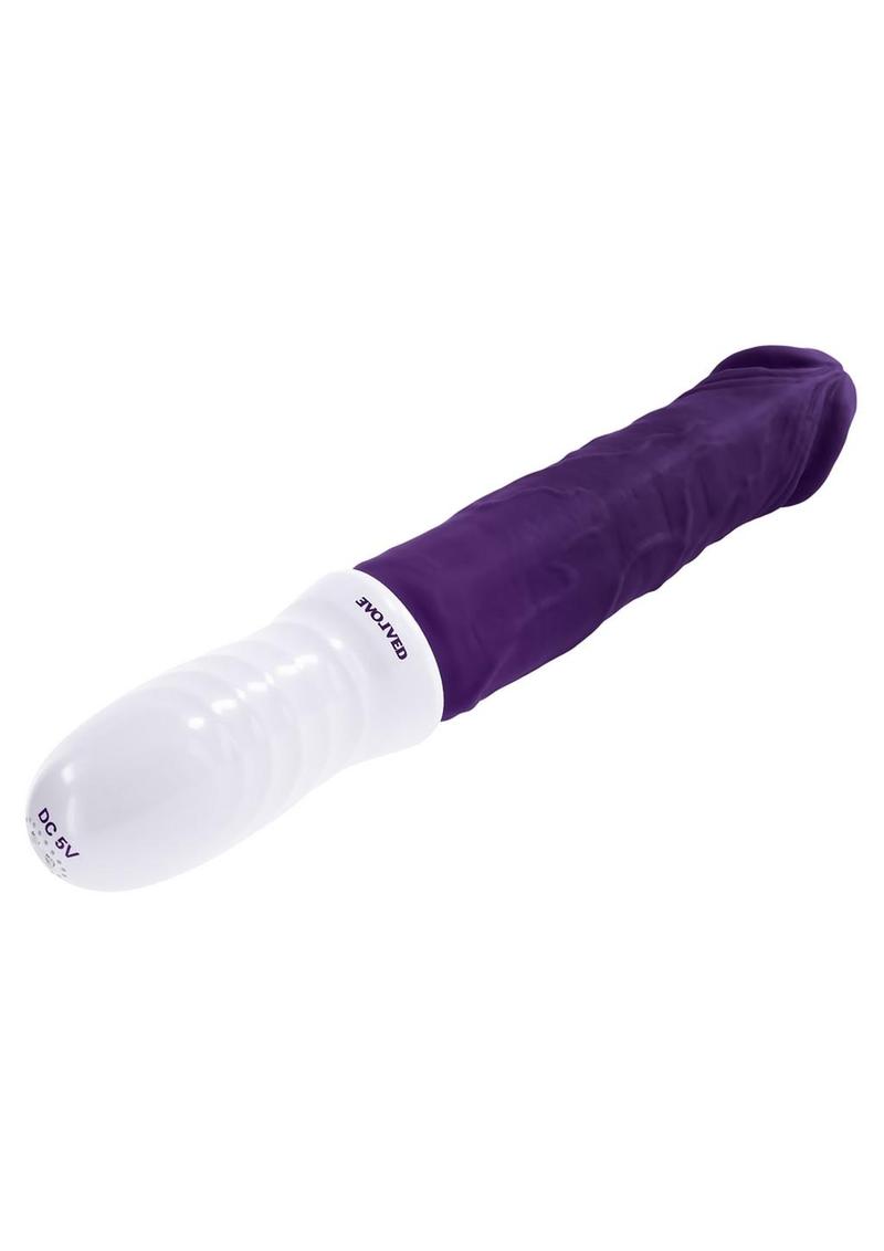 Plum Thrust Rechargeable Silicone Dildo - Purple/White