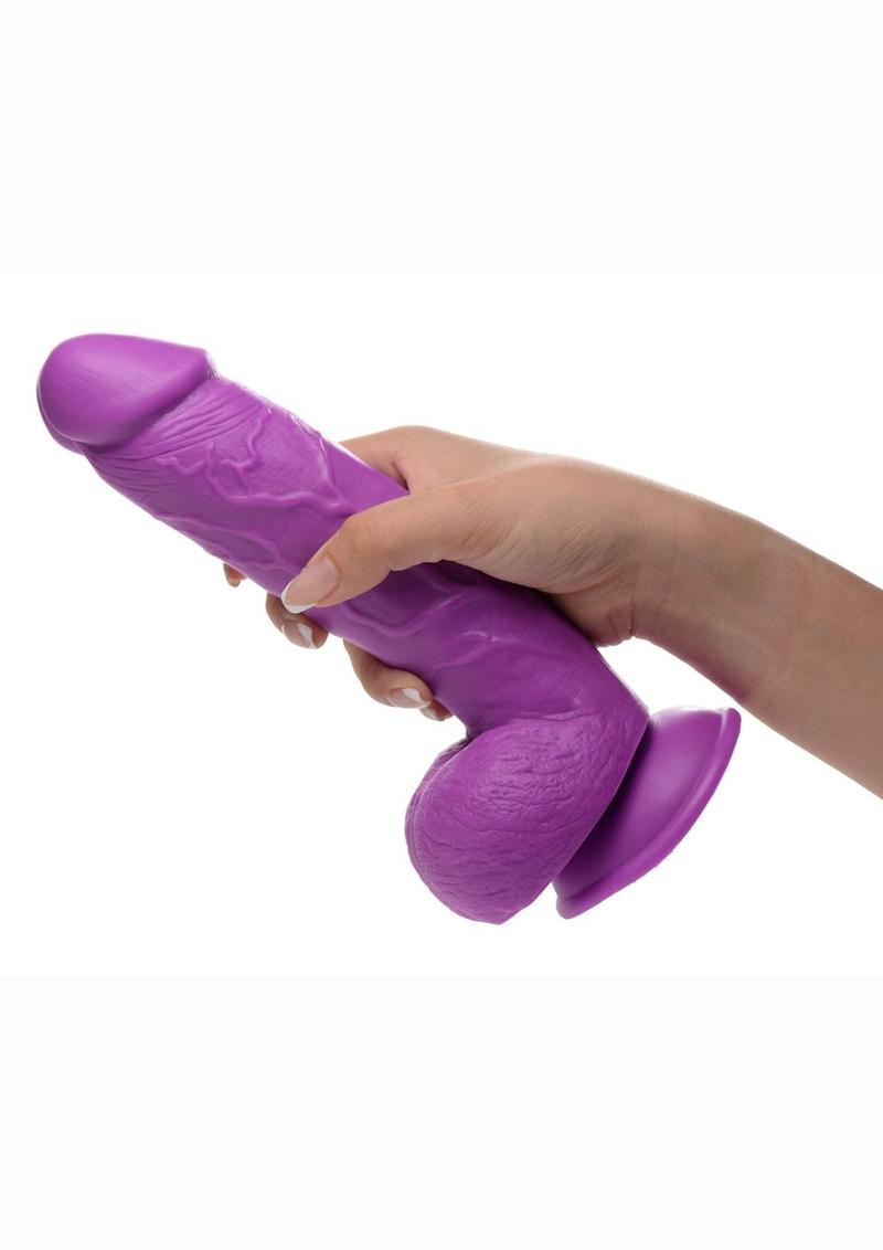 Pop Peckers Dildo with Balls - Purple - 8.25in