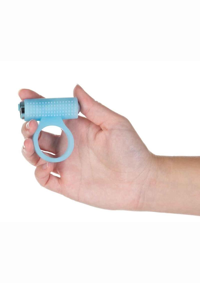 Powerbullet Cosmic Ring Rechargeable Silicone Vibrating Cock Ring - Glow In - Blue/Dark Blue/Glow In The Dark