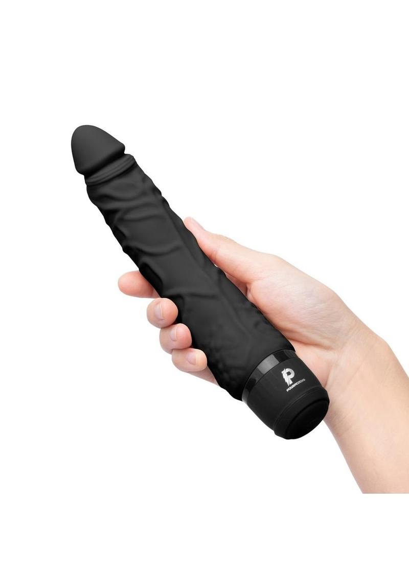 Powercocks Silicone Realistic Vibrator - Black - 7in