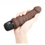 Powercocks Silicone Rechargeable Realistic Vibrator - Chocolate - 6in