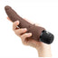 Powercocks Silicone Rechargeable Slim Anal Realistic Vibrator - Chocolate - 7in