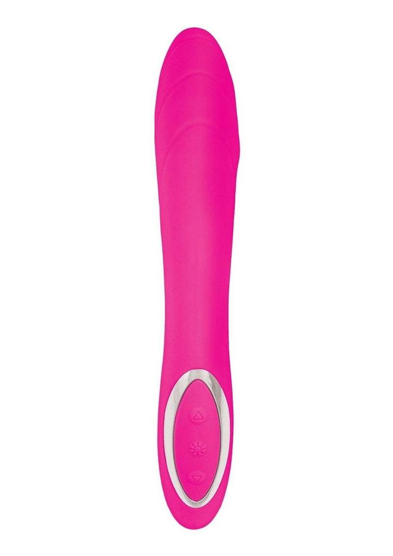 Princess Dynamic Heat Rechargeable Silicone Vibrator with Clitoral Stimulator - Pink