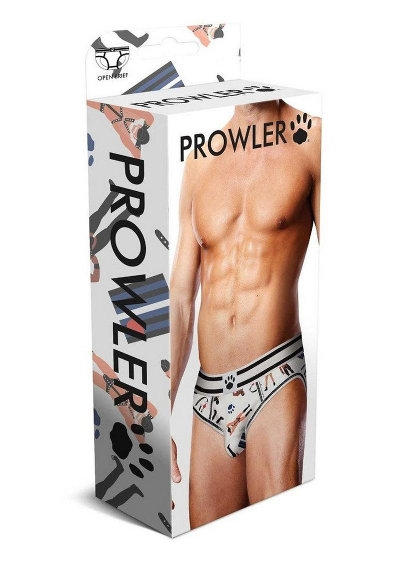 Prowler Leather Pride Open Brief - Black/White - Medium
