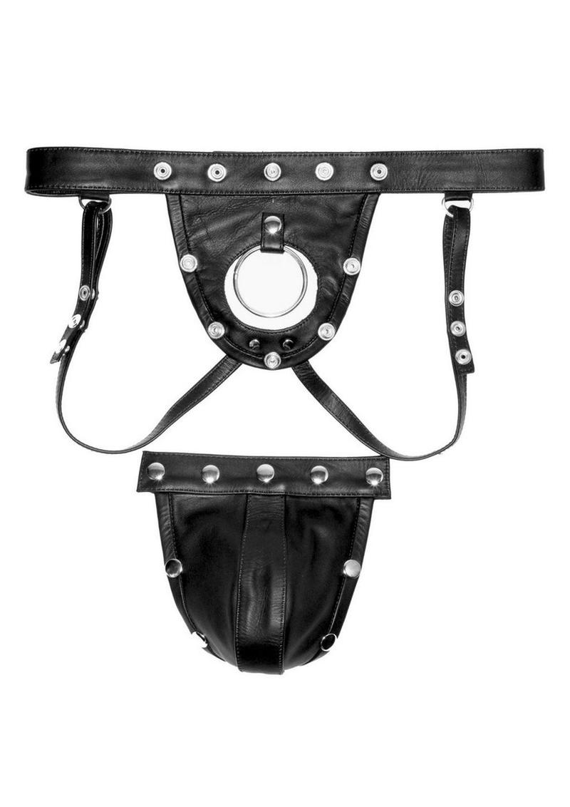 Prowler Red Leather Harness Jock - Black - Medium