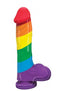 Pumped Rainbow Silicone Realistic Dildo with Balls - Multicolor - 9in