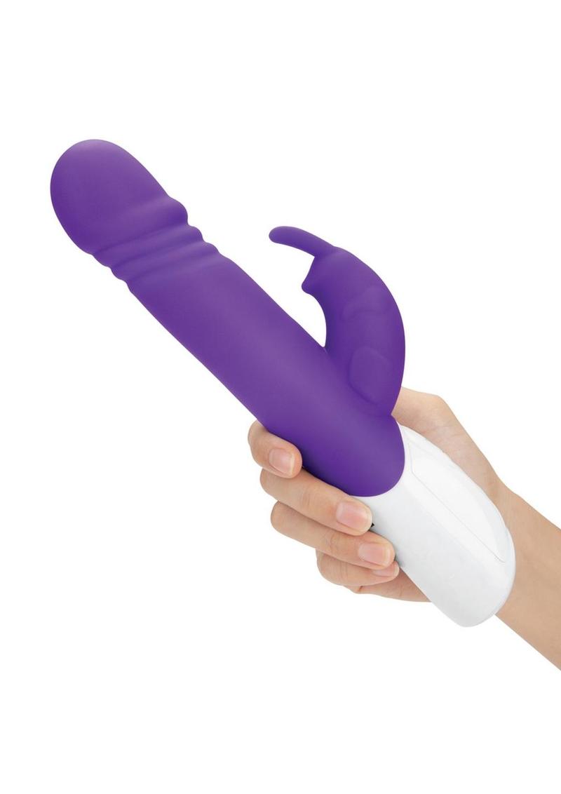 Rabbit Essentials Silicone Rechargeable Thrusting Rabbit Vibrator - Purple