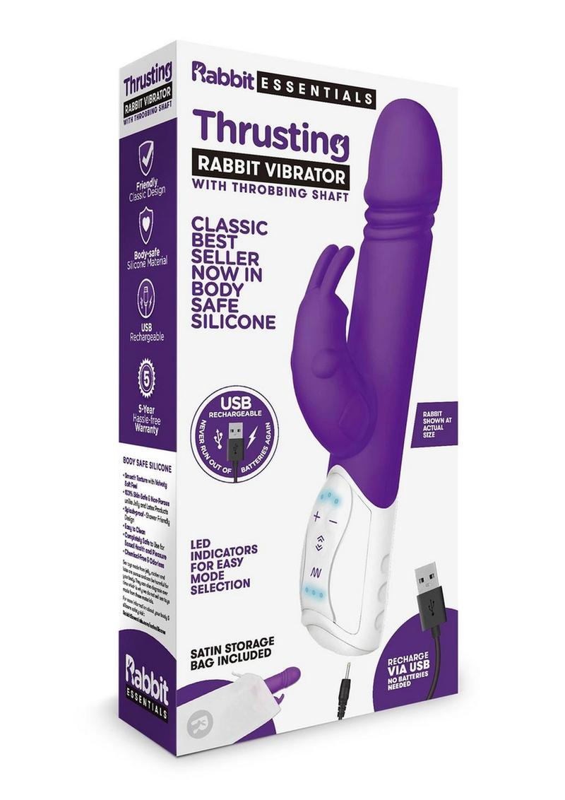 Rabbit Essentials Silicone Rechargeable Thrusting Rabbit Vibrator