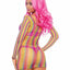 Rainbow Fishnet Long Sleeve Mini Dress - Multicolor - One Size