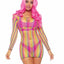 Rainbow Fishnet Long Sleeve Mini Dress