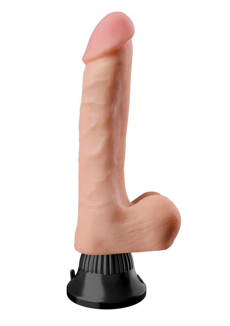 Real Feel Deluxe No. 1 Wallbanger Vibrating Dildo with Balls - Flesh/Vanilla - 6.5in