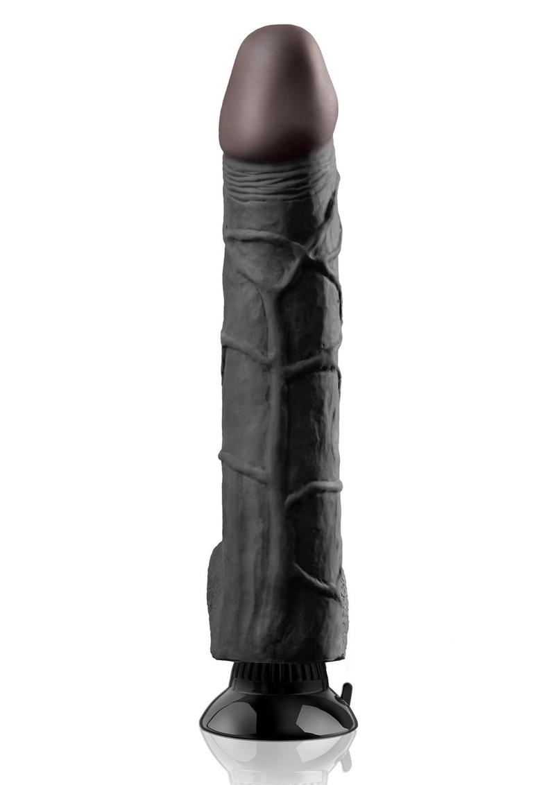 Real Feel Deluxe No. 12 Wallbanger Vibrating Dildo with Balls Waterproof - Black - 12in