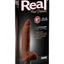 Real Feel Deluxe No. 5 Wallbanger Vibrating Dildo with Balls - Brown/Chocolate - 8in