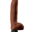 Real Feel Deluxe No. 5 Wallbanger Vibrating Dildo with Balls - Brown/Chocolate - 8in