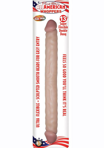 Real Skin All American Whoppers Double Dildo Dildo - Flesh/Vanilla - 13in