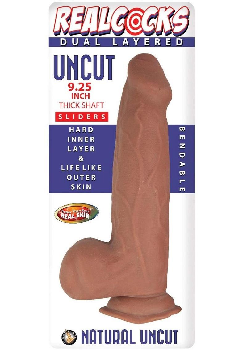 Realcocks Dual Layered Uncut Slider Thick Shaft Dildo - Caramel - 9.25in