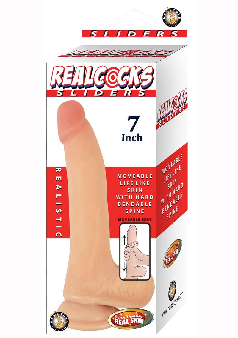 Realcocks Sliders Dildo with Balls - Vanilla - 7in