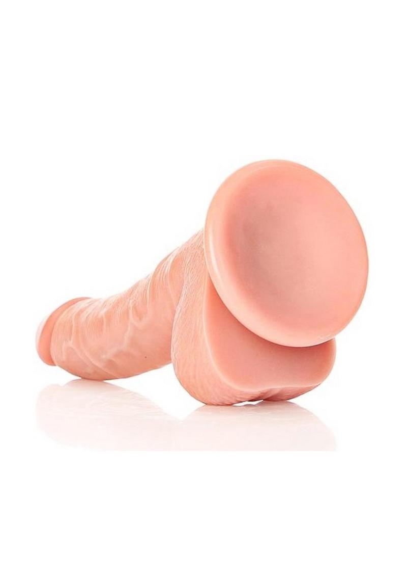 Realrock Curved Realistic Dildo with Balls and Suction Cup - Vanilla - 7in