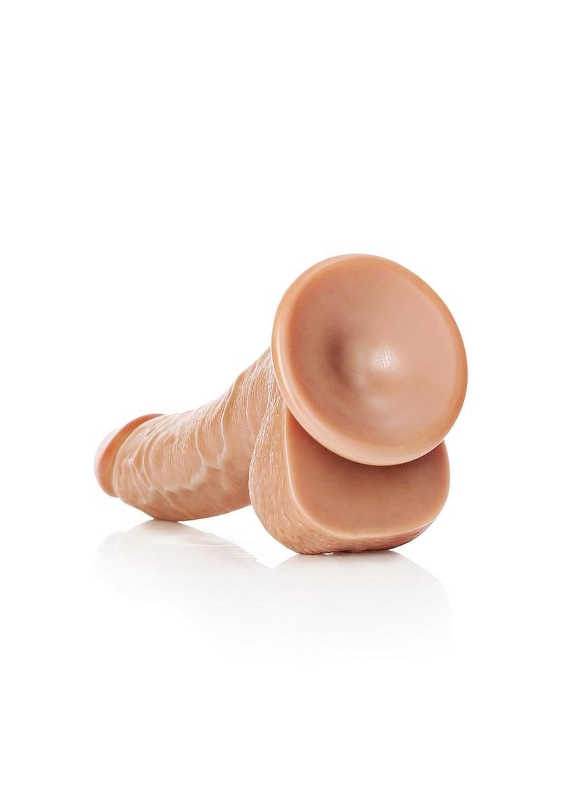 Realrock Curved Realistic Dildo with Balls and Suction Cup - Caramel - 8in