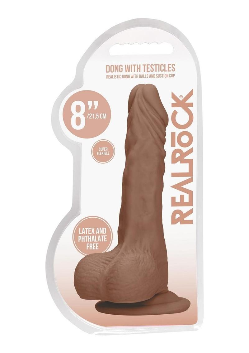 Realrock Skin Realistic Dildo with Balls - Caramel - 8in