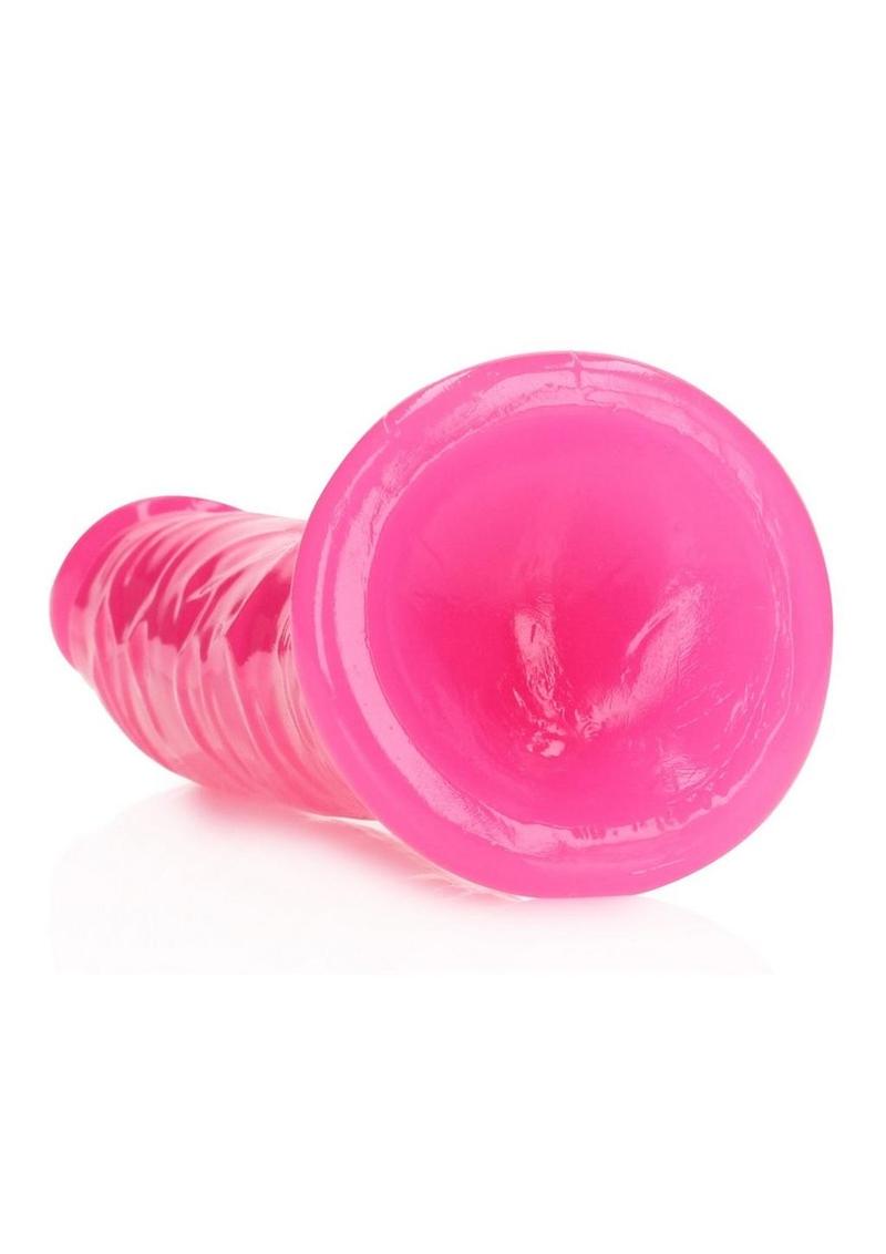 Realrock Slim Glow In The Dark Dildo with Suction Cup - Glow In The Dark/Pink - 8in