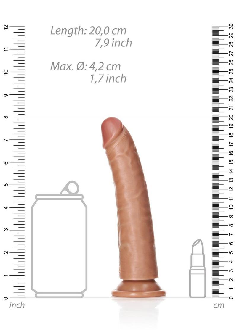 Realrock Slim Realistic Dildo with Suction Cup - Caramel - 7in