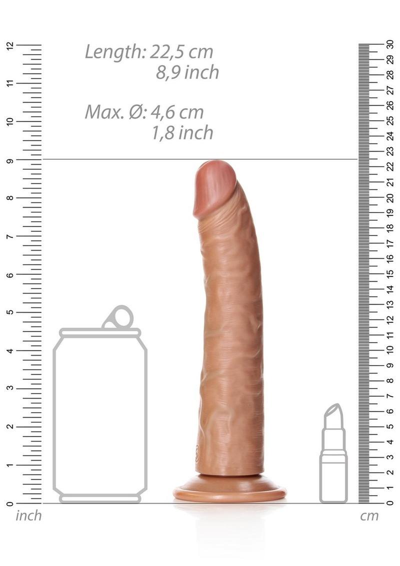 Realrock Slim Realistic Dildo with Suction Cup - Caramel - 8in