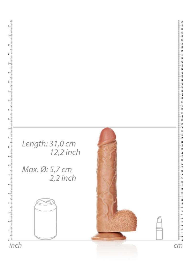 Realrock Straight Realistic Dildo with Balls and Suction Cup - Caramel - 11in