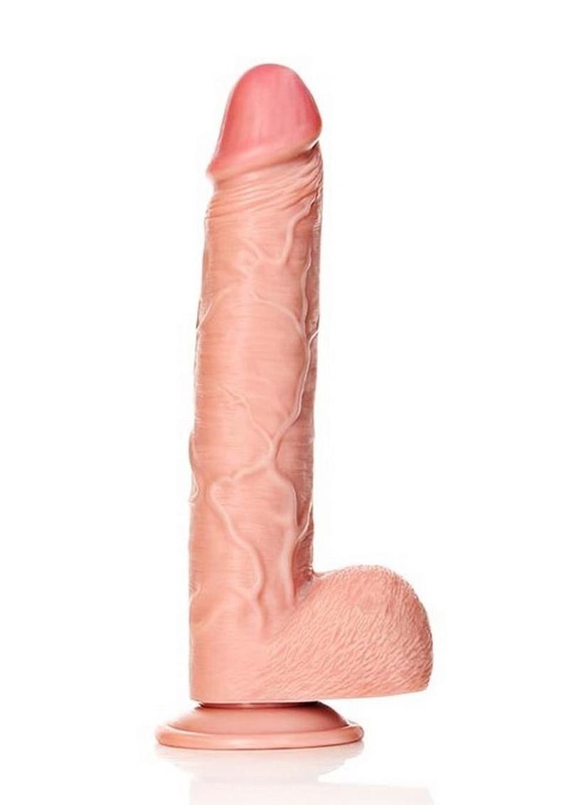 Realrock Straight Realistic Dildo with Balls and Suction Cup - Vanilla - 12in