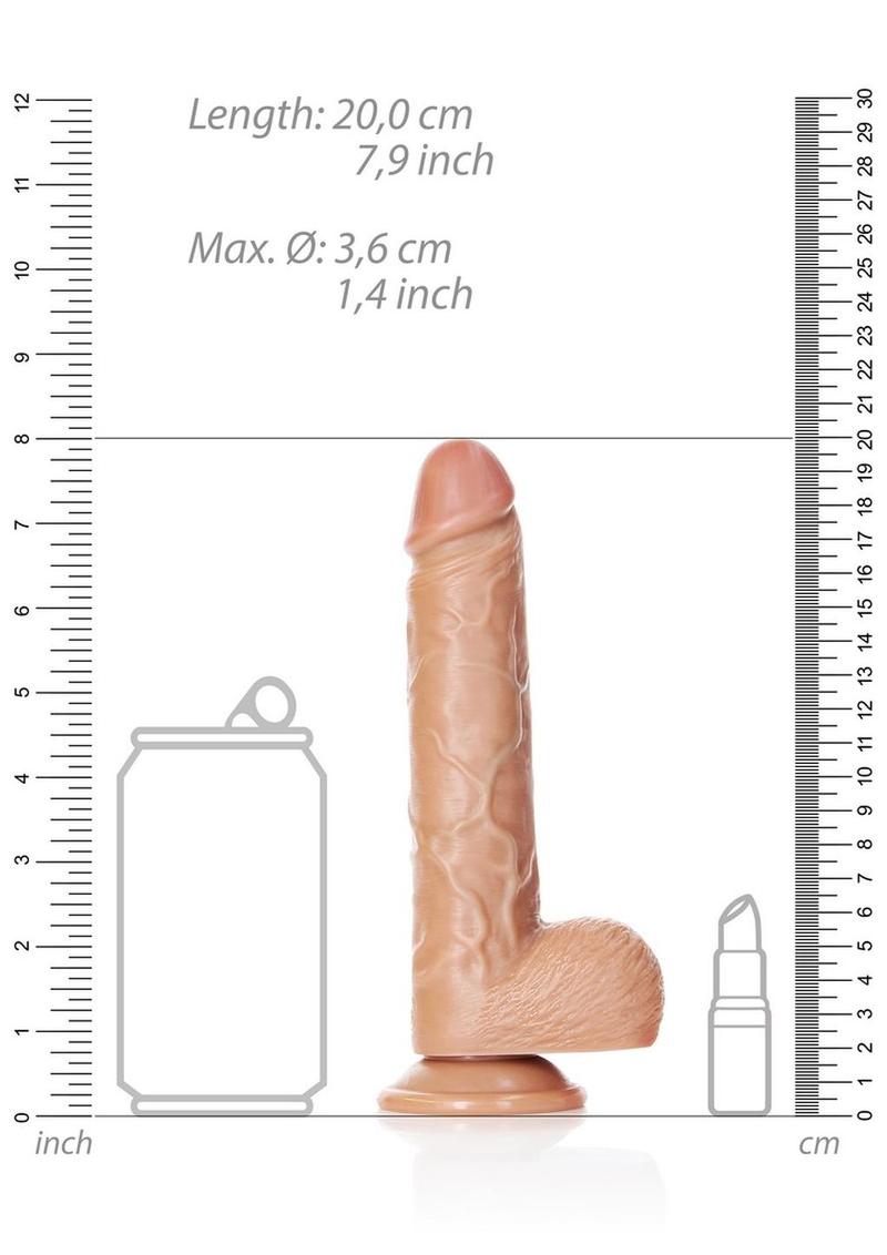 Realrock Straight Realistic Dildo with Balls and Suction Cup - Caramel - 7in