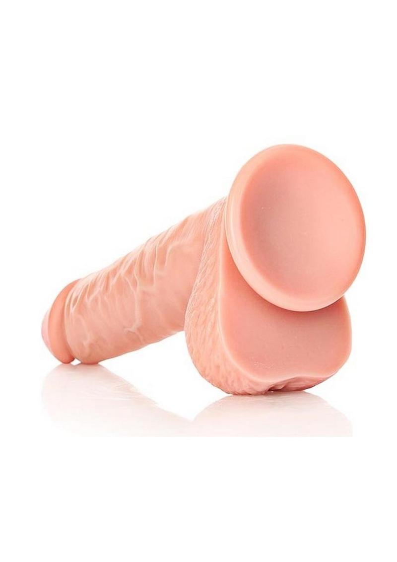 Realrock Straight Realistic Dildo with Balls and Suction Cup - Vanilla - 9in