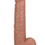 Realrock Ultra Realistic Skin Extra Large Straight Dildo with Balls and Suction Cup - Caramel - 14in