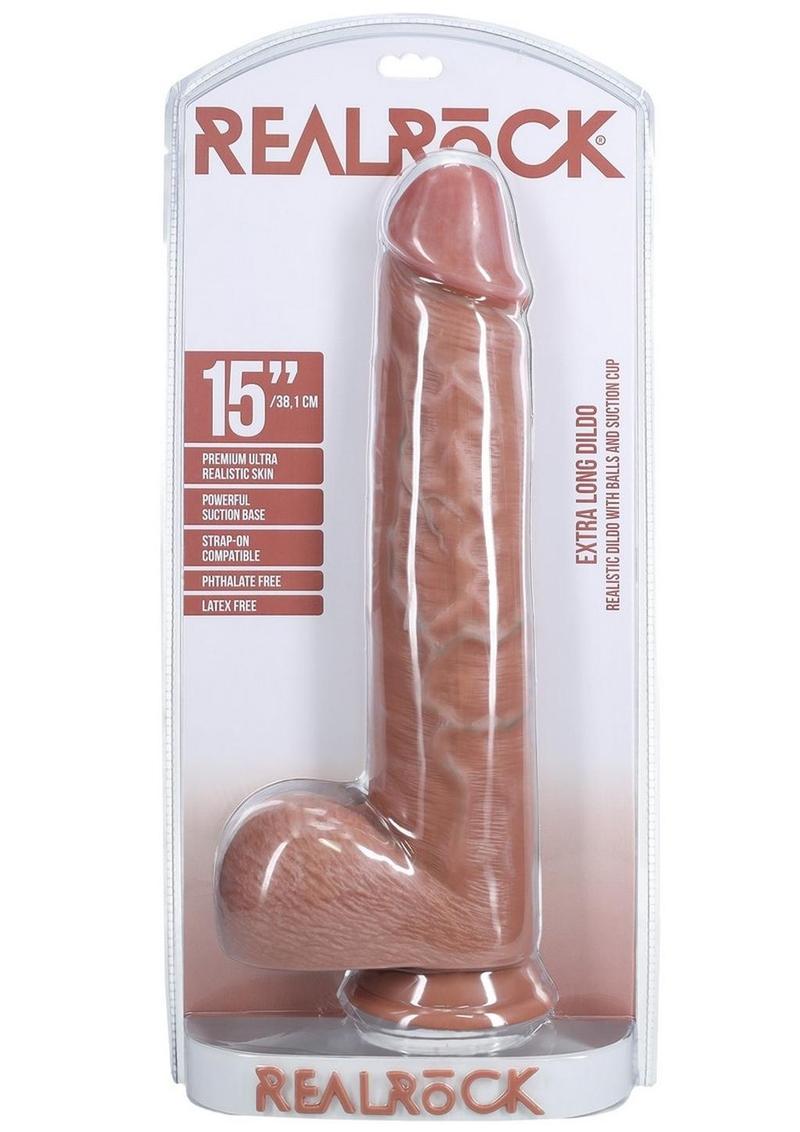 Realrock Ultra Realistic Skin Extra Large Straight Dildo with Balls and Suction Cup