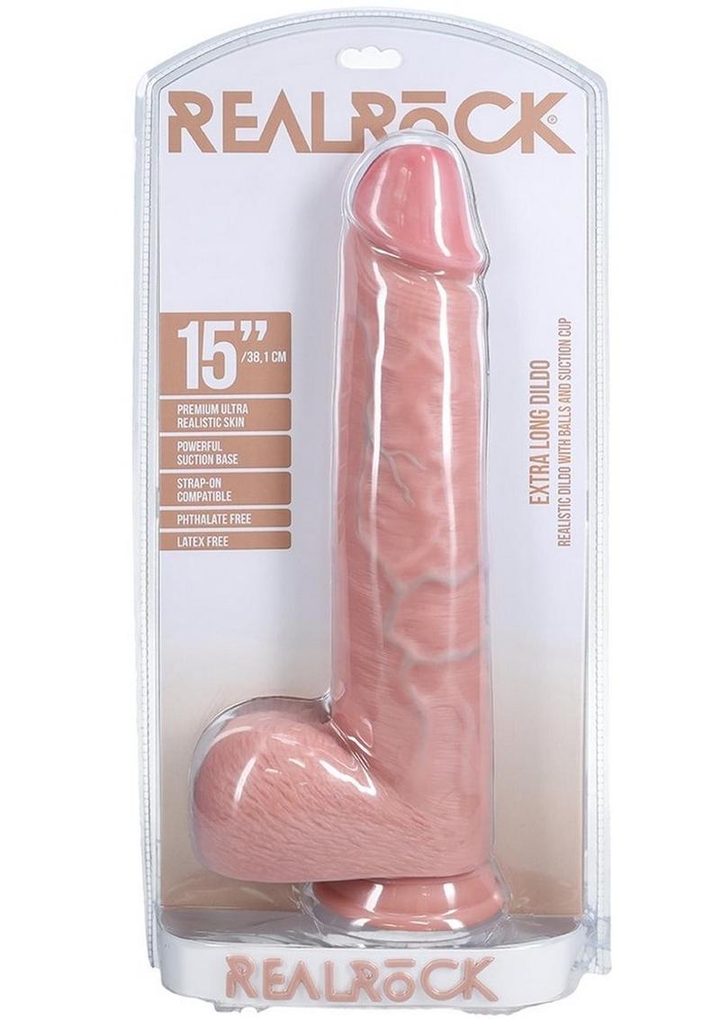 Realrock Ultra Realistic Skin Extra Large Straight Dildo with Balls and Suction Cup