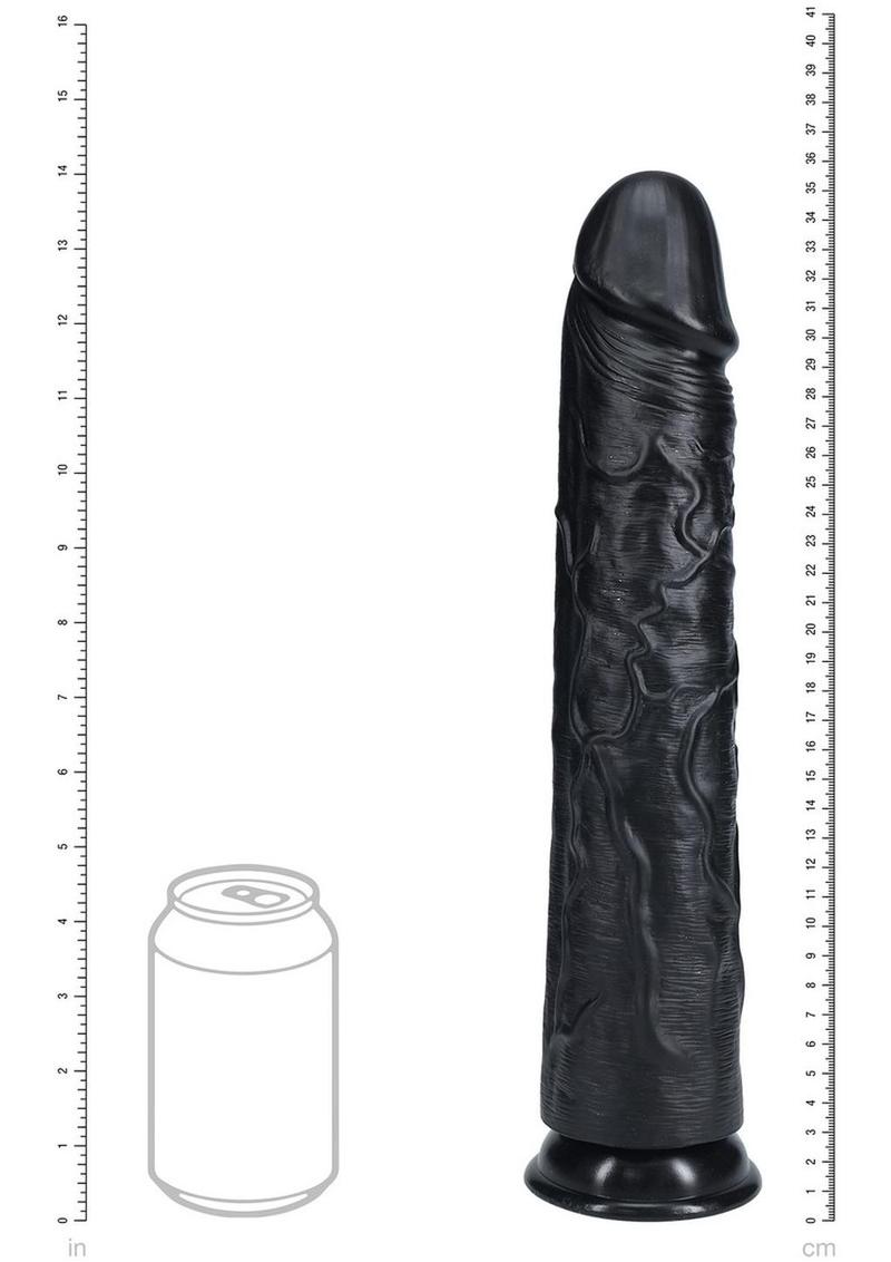 Realrock Ultra Realistic Skin Extra Large Straight Dildo with Suction Cup - Chocolate - 14in