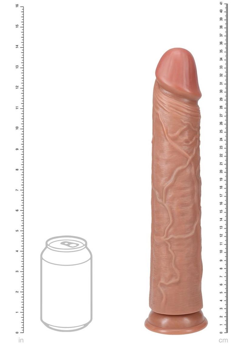 Realrock Ultra Realistic Skin Extra Large Straight Dildo with Suction Cup - Caramel - 14in