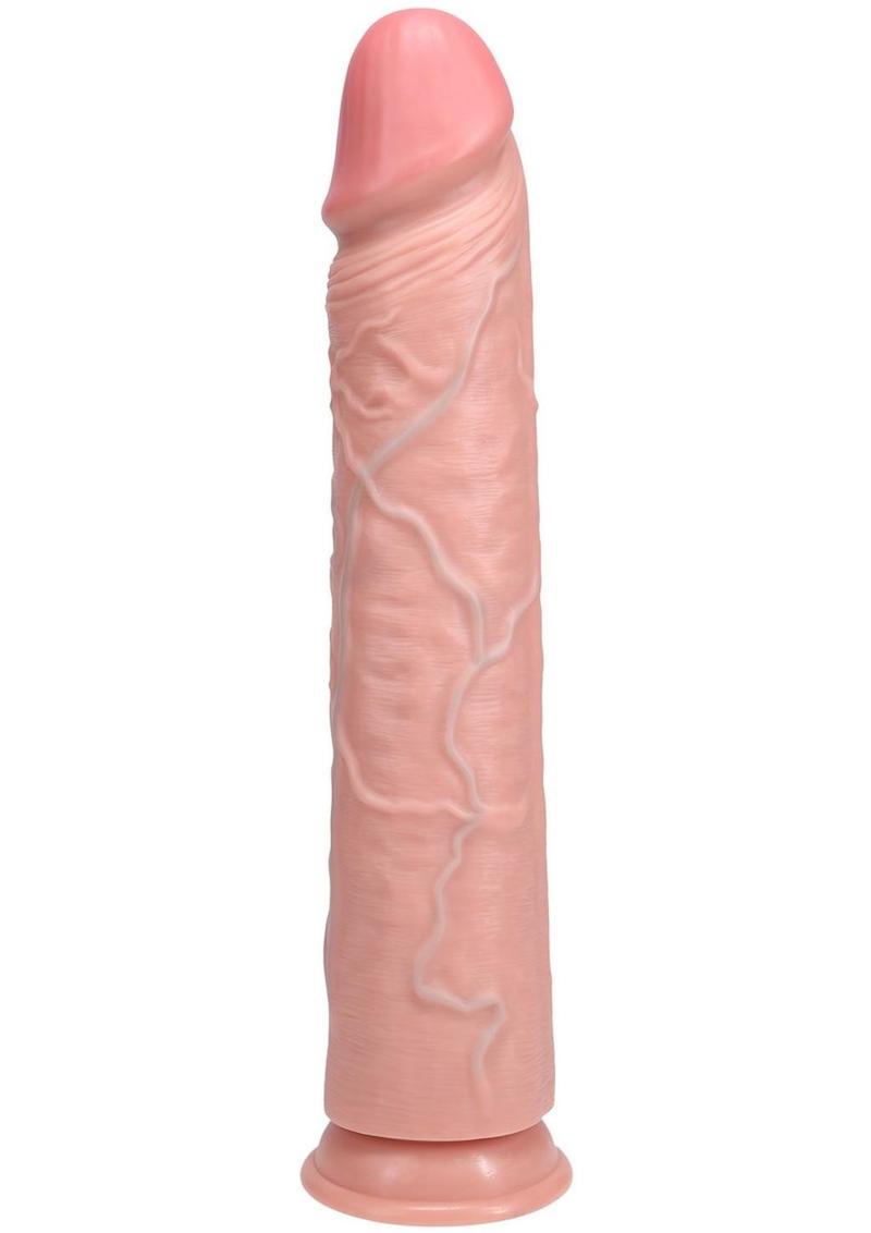 Realrock Ultra Realistic Skin Extra Large Straight Dildo with Suction Cup - Vanilla - 14in
