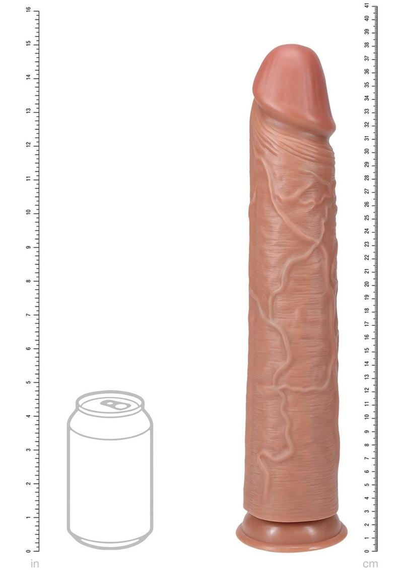 Realrock Ultra Realistic Skin Extra Large Straight Dildo with Suction Cup - Caramel - 15in